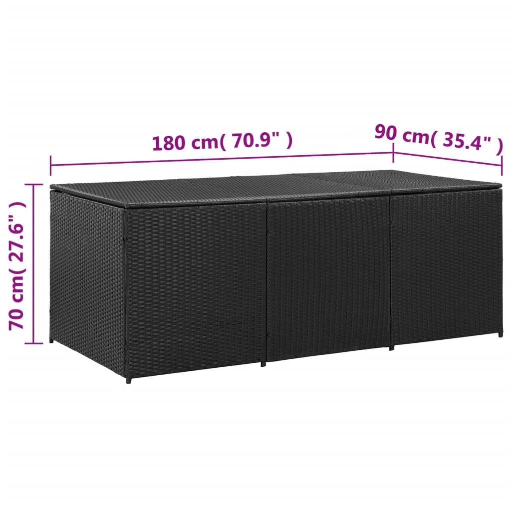 Coffre de rangement - Boîte de rangement extérieure - Coffre de jardin Résine tressée 180x90x70 cm Noir - Image 8