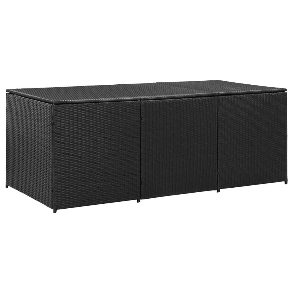 Coffre de rangement - Boîte de rangement extérieure - Coffre de jardin Résine tressée 180x90x70 cm Noir - Image 2