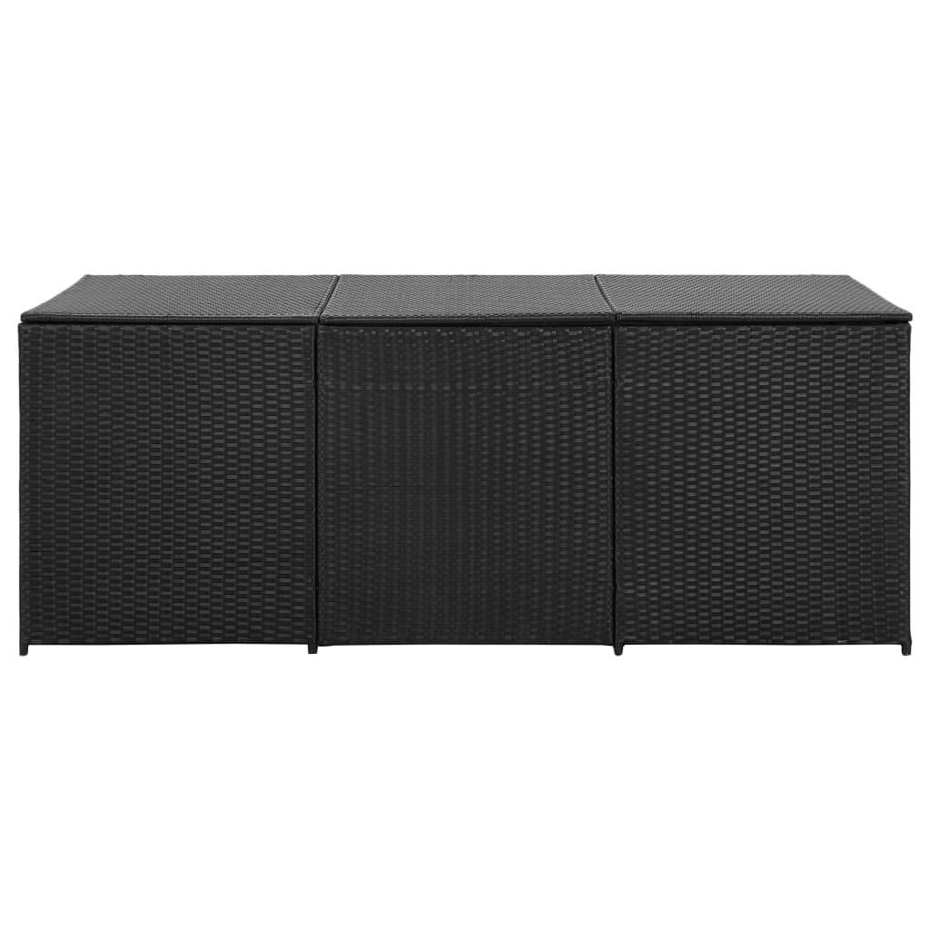 Coffre de rangement - Boîte de rangement extérieure - Coffre de jardin Résine tressée 180x90x70 cm Noir - Image 3