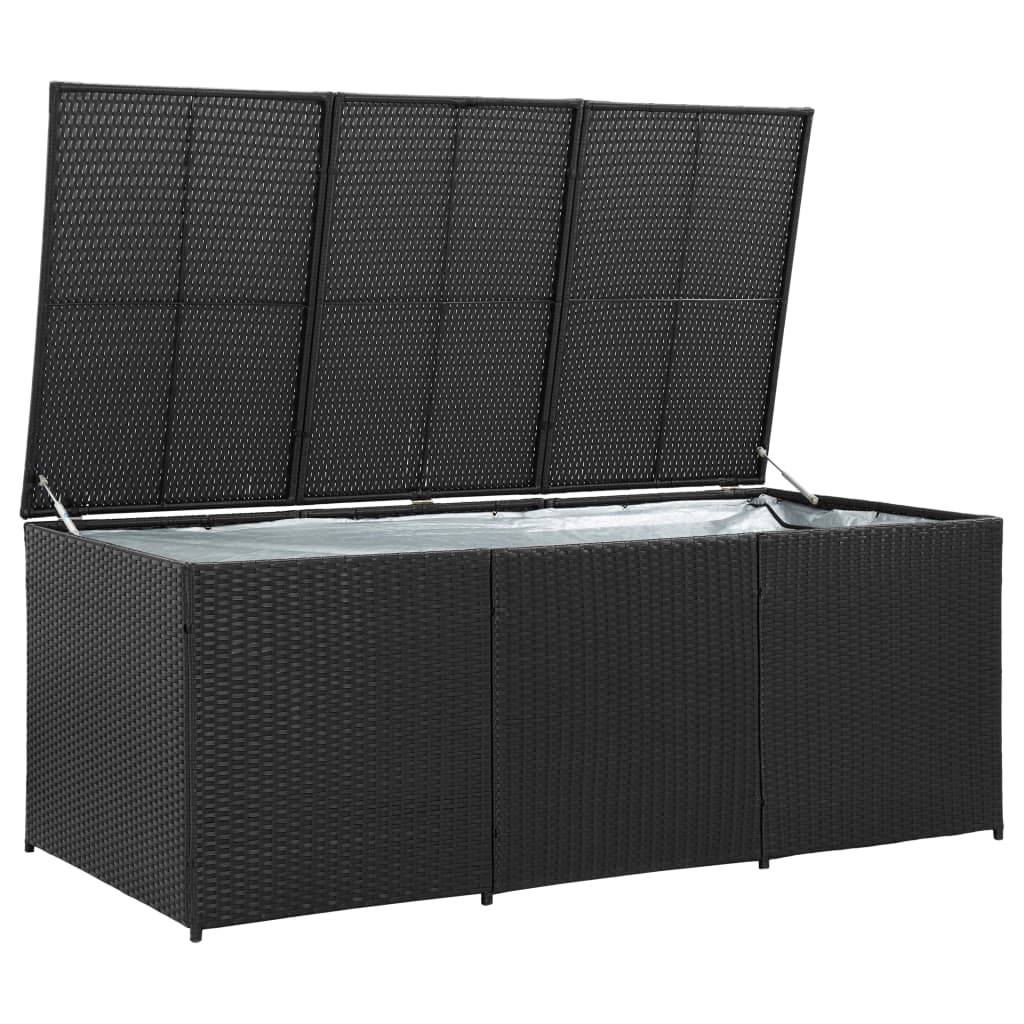 Coffre de rangement - Boîte de rangement extérieure - Coffre de jardin Résine tressée 180x90x70 cm Noir - Image 1
