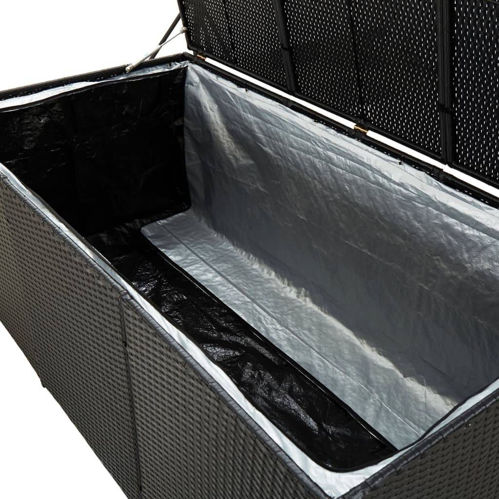 Coffre de rangement - Boîte de rangement extérieure - Coffre de jardin Résine tressée 180x90x70 cm Noir - Image 6