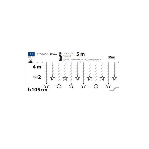 Lotti - Guirlande stalactite étoiles lumineuses 5M H105cm LED blanc chaud extensible 8 modes Télécommande IP44 SMART Connect 31V Lotti - Image 2