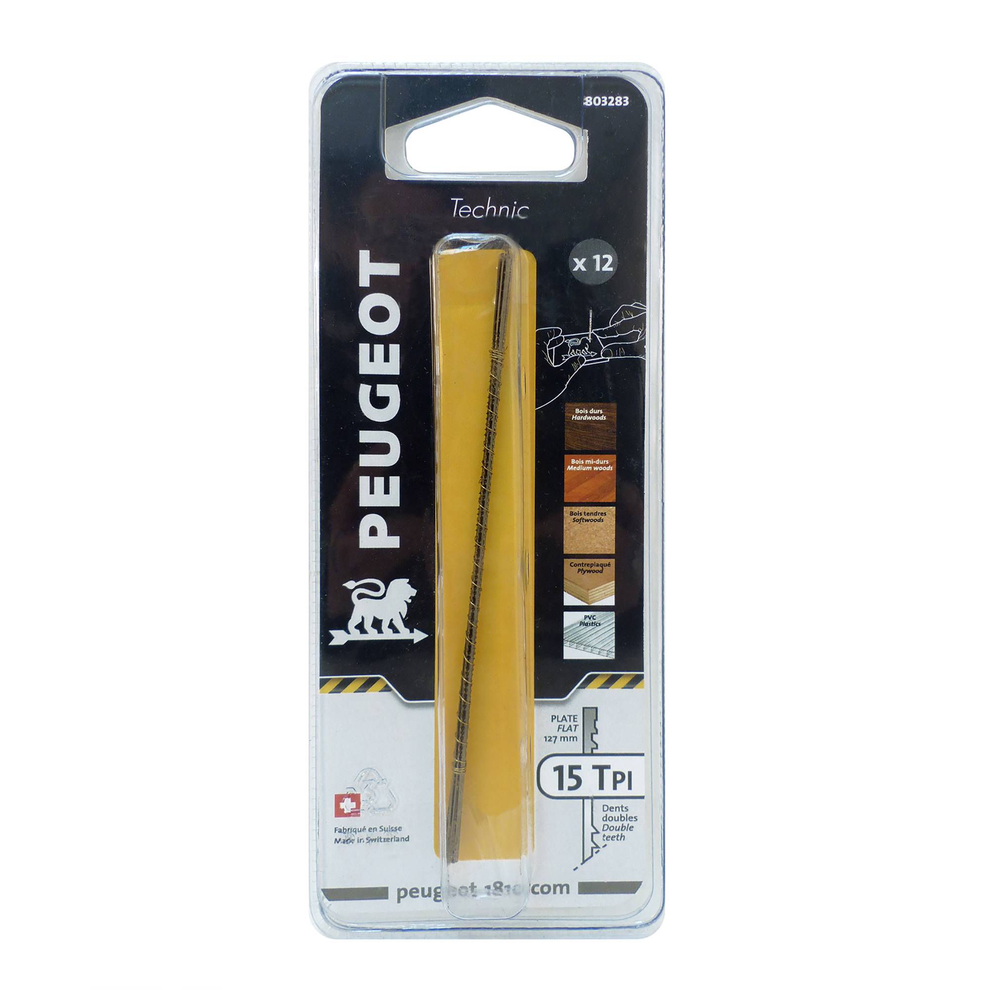 Jeu de 12 lames 127x1,08x0,34mm 15TPI - PEUGEOT OUTILLAGE - 803283
