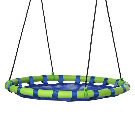 Balançoire nid arbre hauteur réglable, dès 3 ans, Ø100x120-180 cm bleu/vert - Image 1