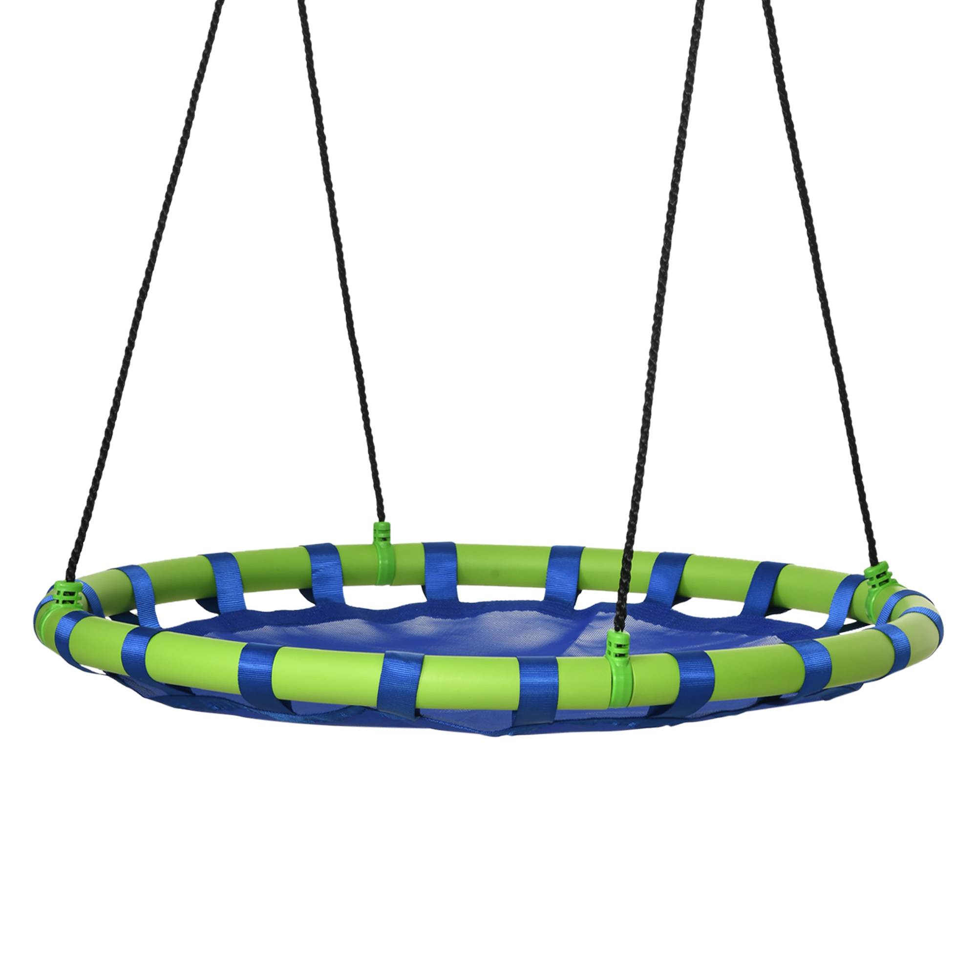 Balançoire nid arbre hauteur réglable, dès 3 ans, Ø100x120-180 cm bleu/vert - Image 1