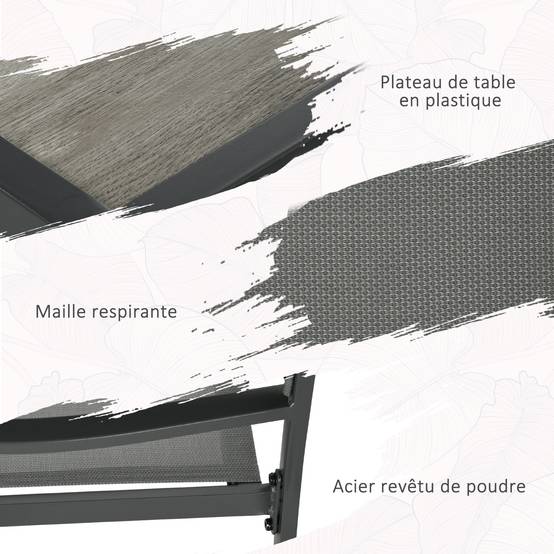Salon de jardin 6 places acier Textilène table chaises empilables terrasse gris - ComfortXL Outdoor Living - Image 7
