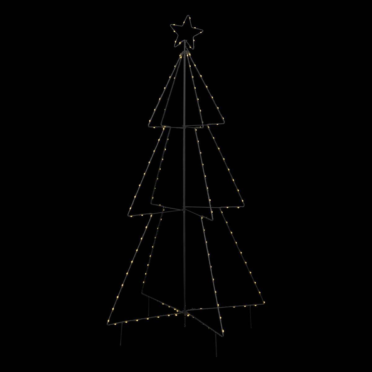 Fééric Lights & Christmas - Décoration électrique d extérieur sapin métal H130cm 150 LED à blanc chaud avec transfo FEERIC LIGHTS & CHRISTMAS - Image 2