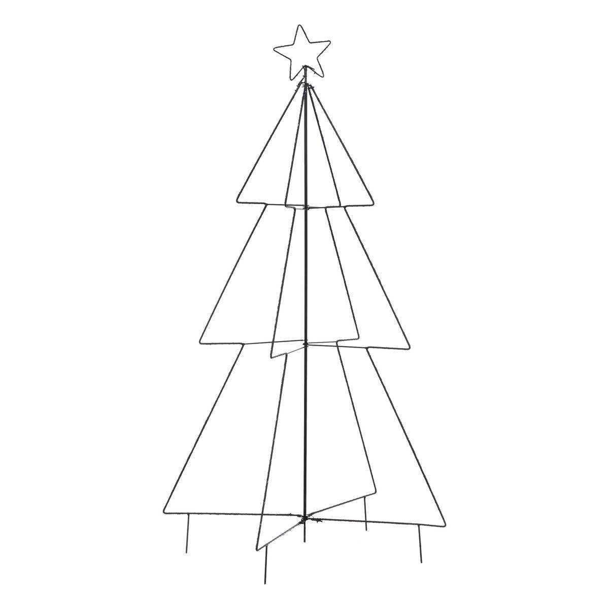 Fééric Lights & Christmas - Décoration électrique d extérieur sapin métal H130cm 150 LED à blanc chaud avec transfo FEERIC LIGHTS & CHRISTMAS - Image 1