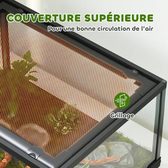 Terrarium verre noir 60 x 45 x 32 cm - PANGIVO - Image 7