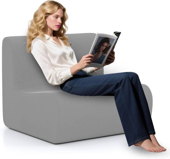 Canapé Compressé, Fauteuil de Sol avec Dossier et Courbe Ergonomique, Rembourrage en Éponge et Revêtement en Peluche, Canapé Paresseux pour Coin de Fe