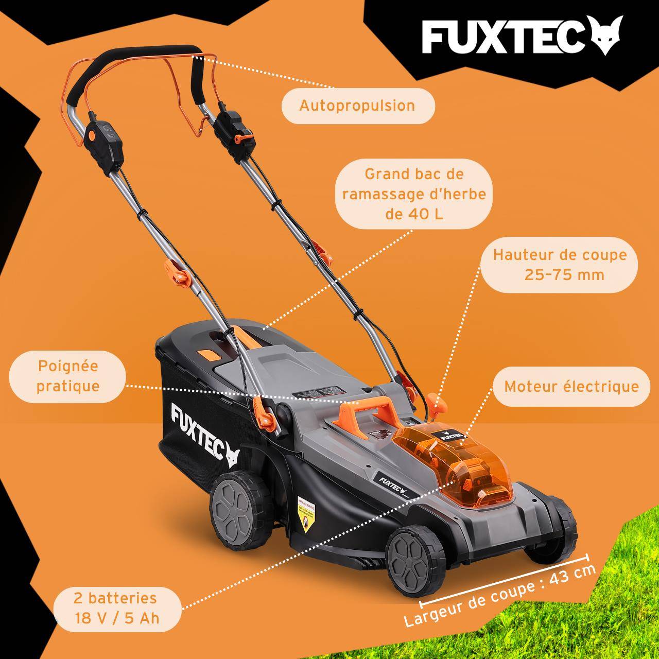 FUXTEC - Tondeuse à gazon sans fil FUXTEC FX-E2RM43PROSET - Image 5