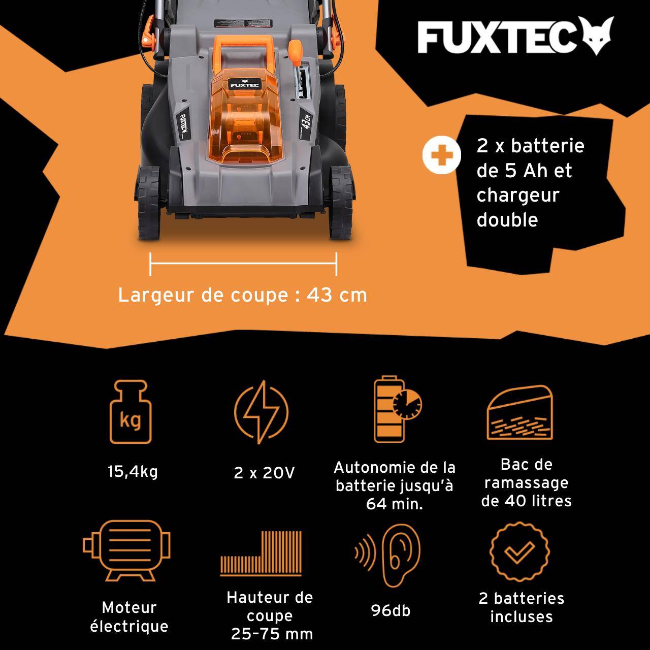 FUXTEC - Tondeuse à gazon sans fil FUXTEC FX-E2RM43PROSET - Image 2