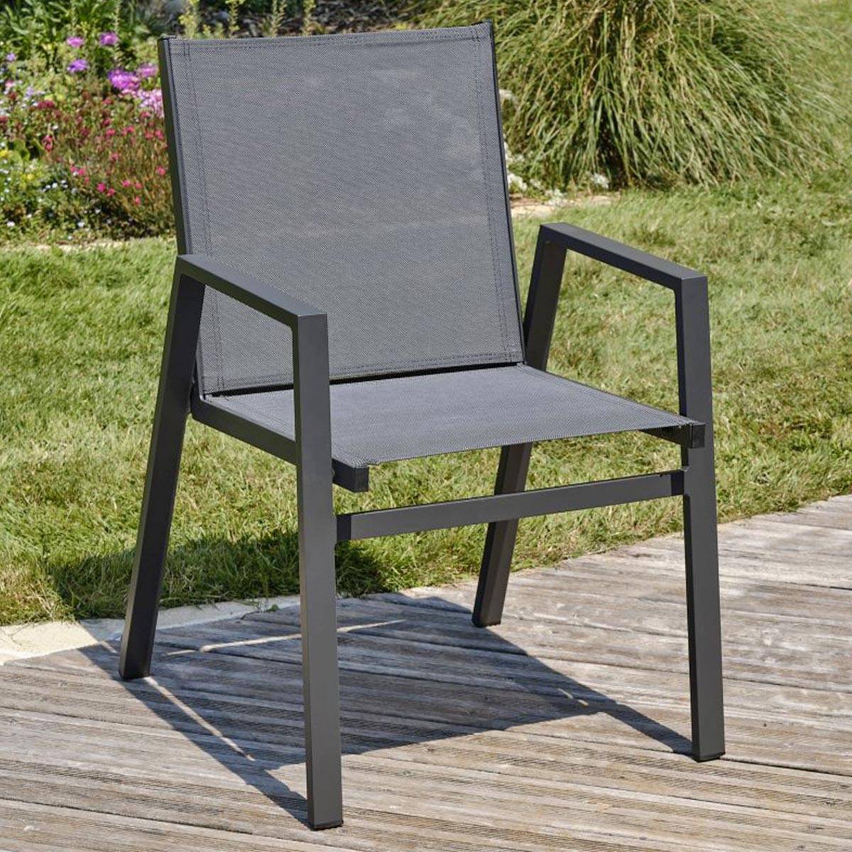 Dcb Garden - Fauteuil de jardin empilable en textilène et aluminium Floride - Image 6