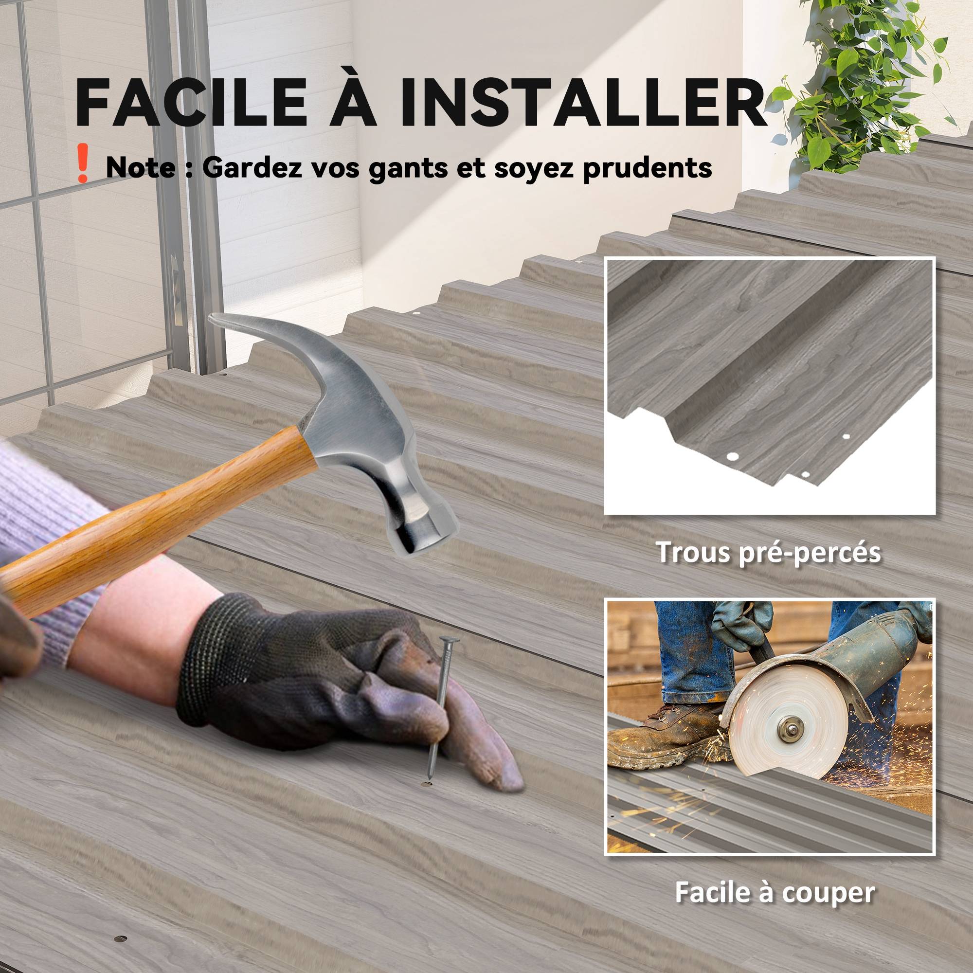 Panneaux de toiture acier galvanisé bardage extérieur abris garages 129x45cm gris clair - ComfortXL Outdoor Living - Image 7