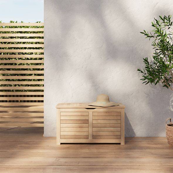 Coffre de jardin TERA en bois d'acacia blanchi FSC 90x45x50 cm Beau Rivage - Image 2