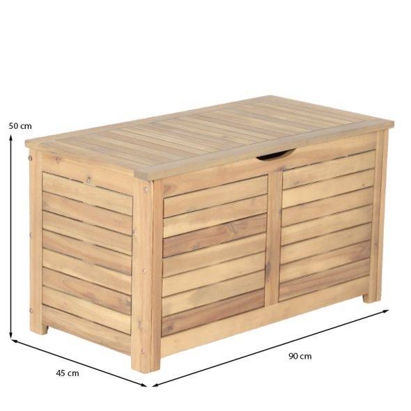 Coffre de jardin TERA en bois d'acacia blanchi FSC 90x45x50 cm Beau Rivage - Image 3