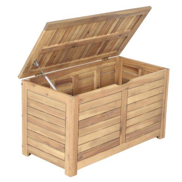 Coffre de jardin TERA en bois d'acacia blanchi FSC 90x45x50 cm Beau Rivage - Image 4