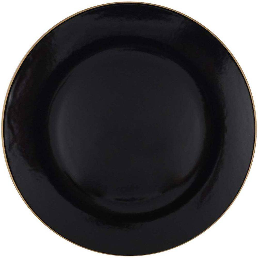 Hanah Home - Service de table en céramique noir liseré doré Dinner 24 pièces - Image 3