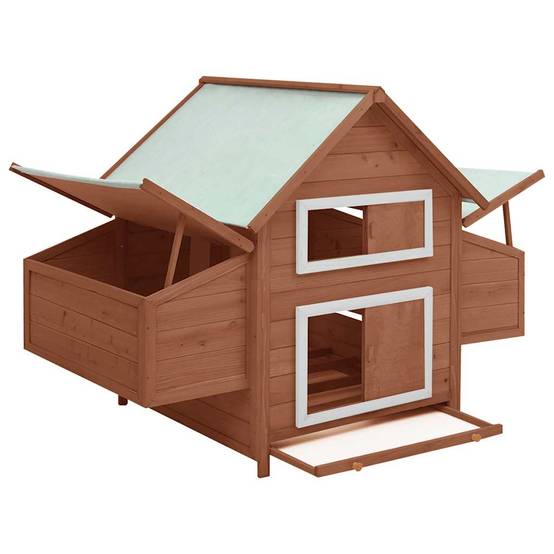 Vidaxl - Poulailler Moka et blanc 150x96x110 cm Bois de sapin massif vidaXL 171461 - Image 9