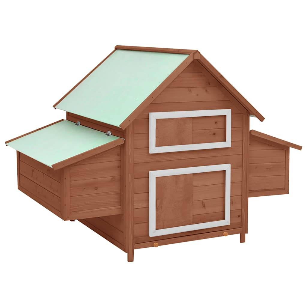 Vidaxl - Poulailler Moka et blanc 150x96x110 cm Bois de sapin massif vidaXL 171461 - Image 1