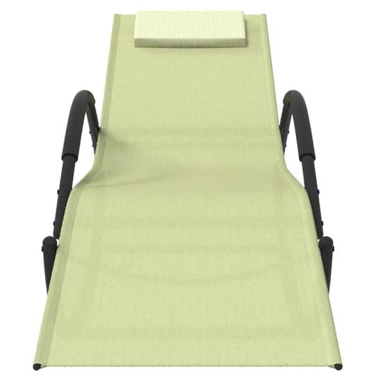 Chaise longue | Transat | Bain de soleil à bascule crème acier et textilène - Image 3