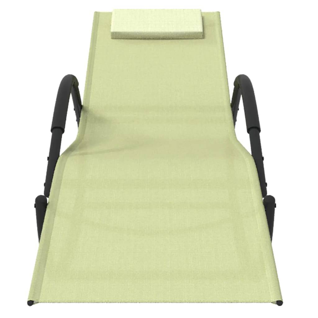 Chaise longue | Transat | Bain de soleil à bascule crème acier et textilène - Image 3
