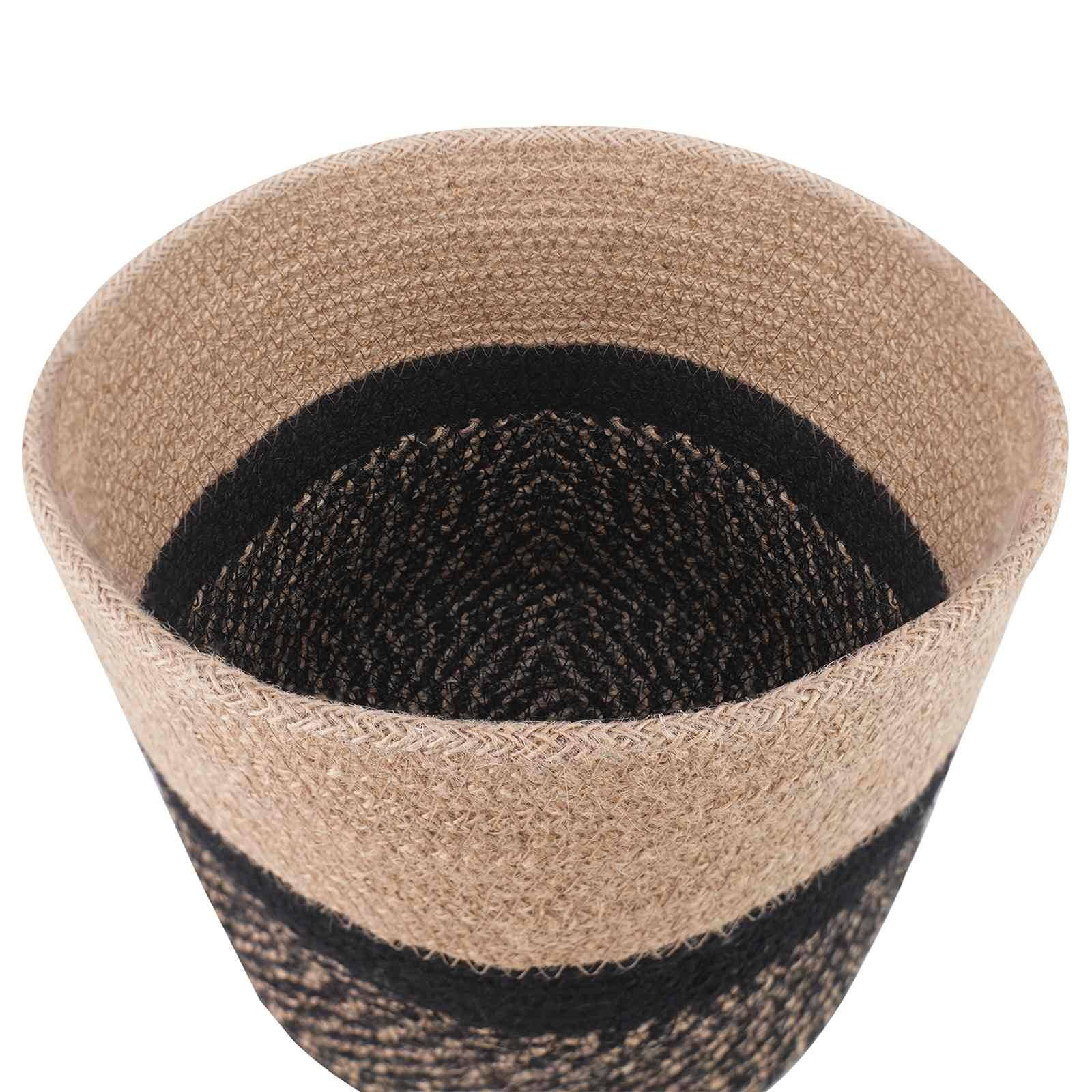 Ensemble de 2 pots à plantes jute naturel et noir 21 x 21 x 21 cm - PANGIVO - Image 3