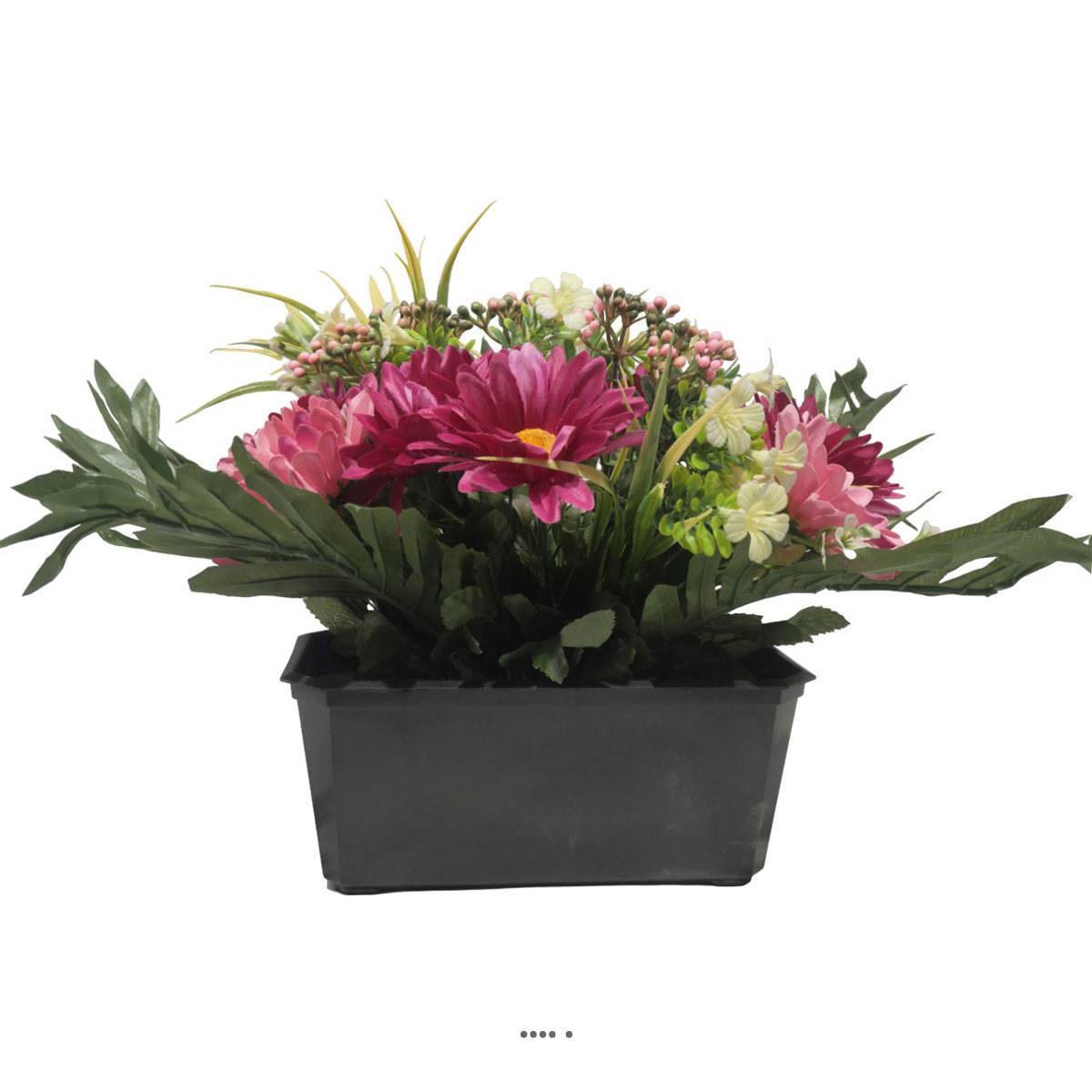 Artificielles - Jardinière fleurs artificielles pour les tombes gerbera et Mini fleurs Pourpre - couleur: Pourpre 340 - Image 2