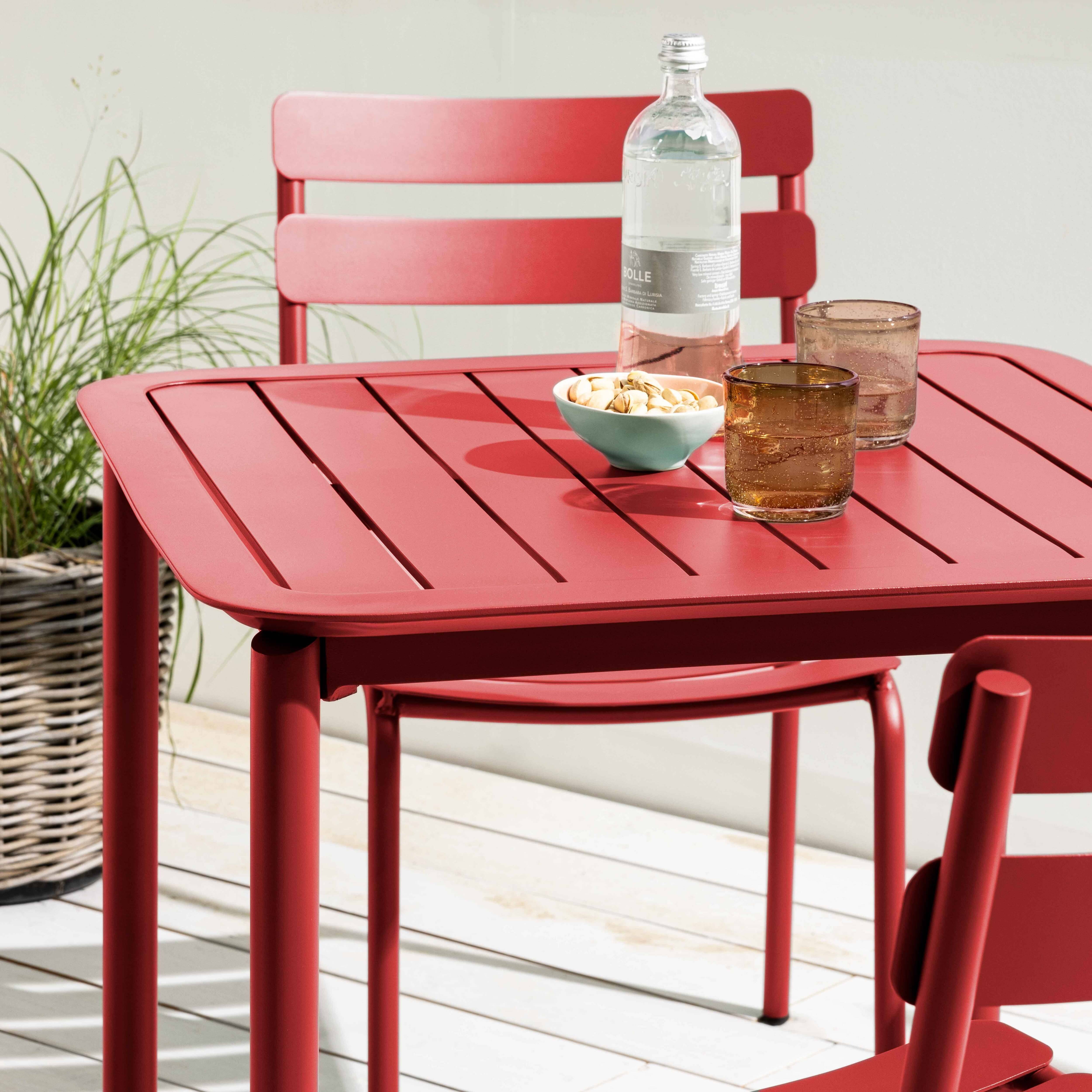 Oviala - Ensemble table de terrasse 70cm et 2 chaises rouge foncé Almada - Oviala - Image 3