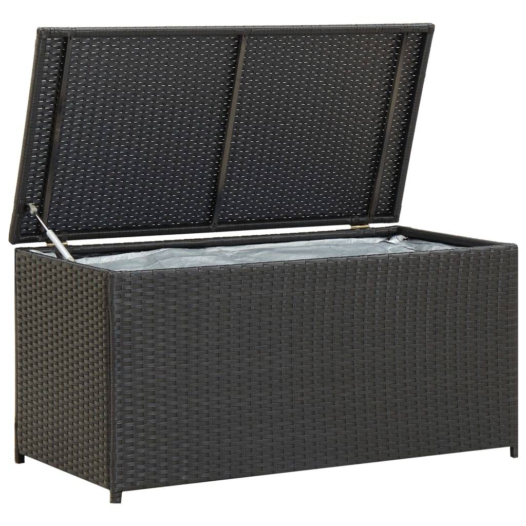 Coffre de rangement - Boîte de rangement extérieure - Coffre de jardin résine tressée 100x50x50 cm noir - Image 2