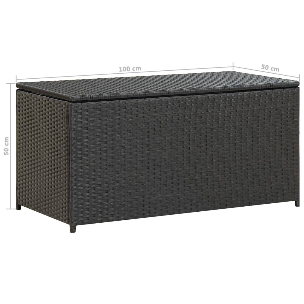 Coffre de rangement - Boîte de rangement extérieure - Coffre de jardin résine tressée 100x50x50 cm noir - Image 8