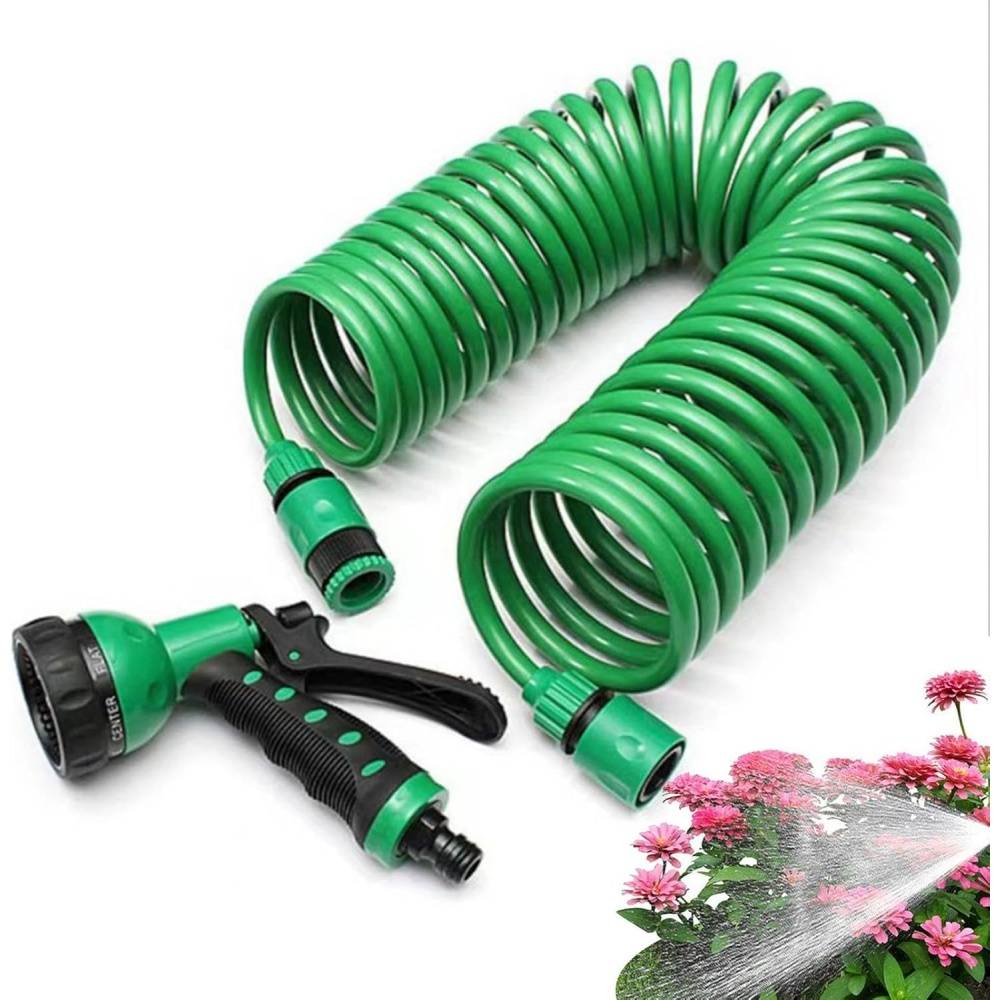 Tuyau d'arrosage auto-enroulant 15m - 7 modes pulvérisation - Flexible anti-torsion - Connecteurs anti-fuite - Image 1