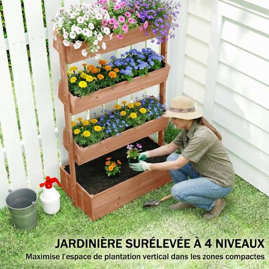 Jardinière sur pieds bois marron 85 x 45 x 140 cm - PANGIVO - Image 6