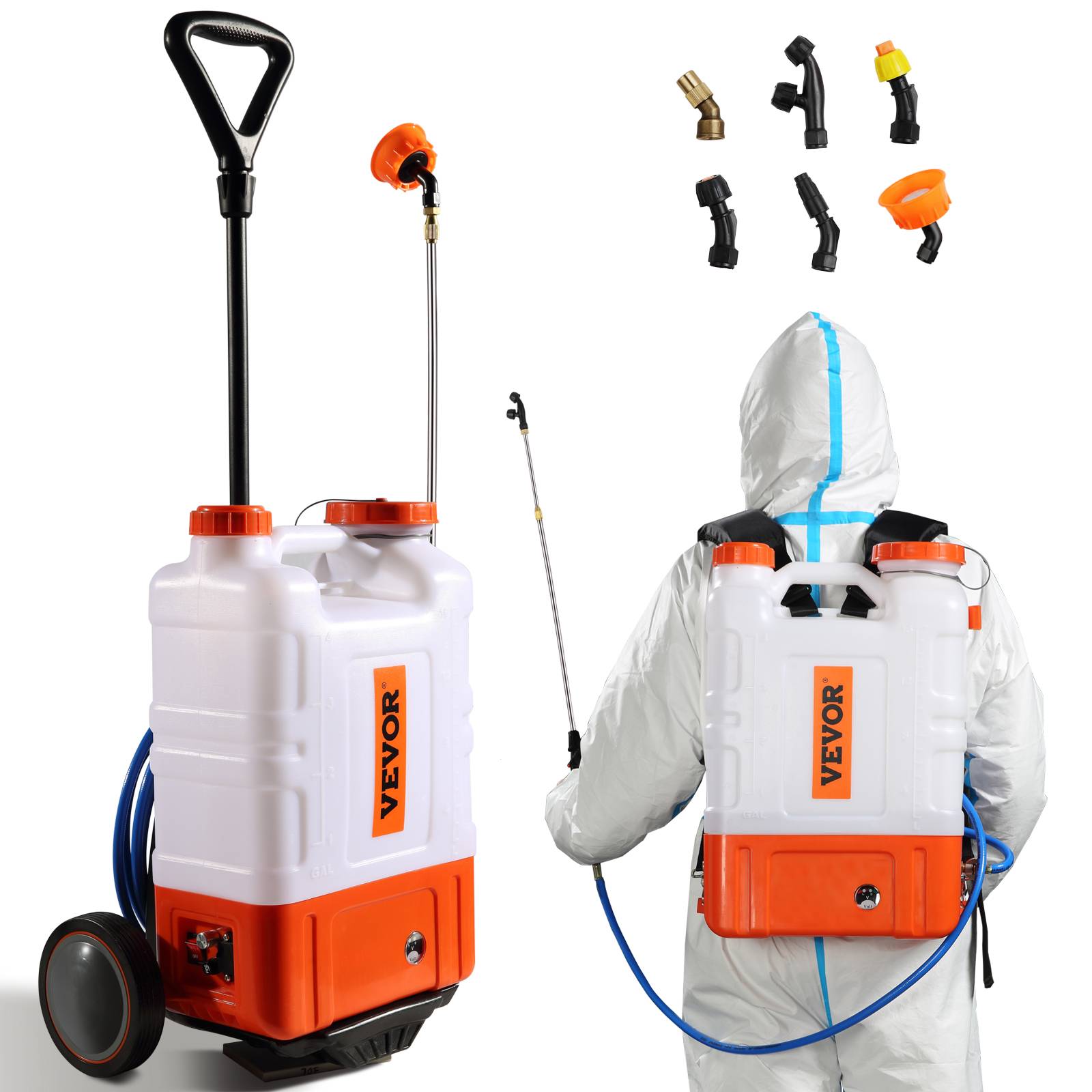 VEVOR Pulvérisateur à dos à batterie avec roue, réservoir 15L, 0-94 PSI. - Image 1