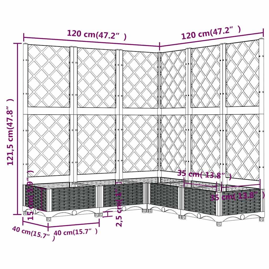 ComfortXL - Grande jardinière carrée avec treillis brise-vue Bleu Gris 120x121,5cm PP – ComfortXL Outdoor Living - Image 8