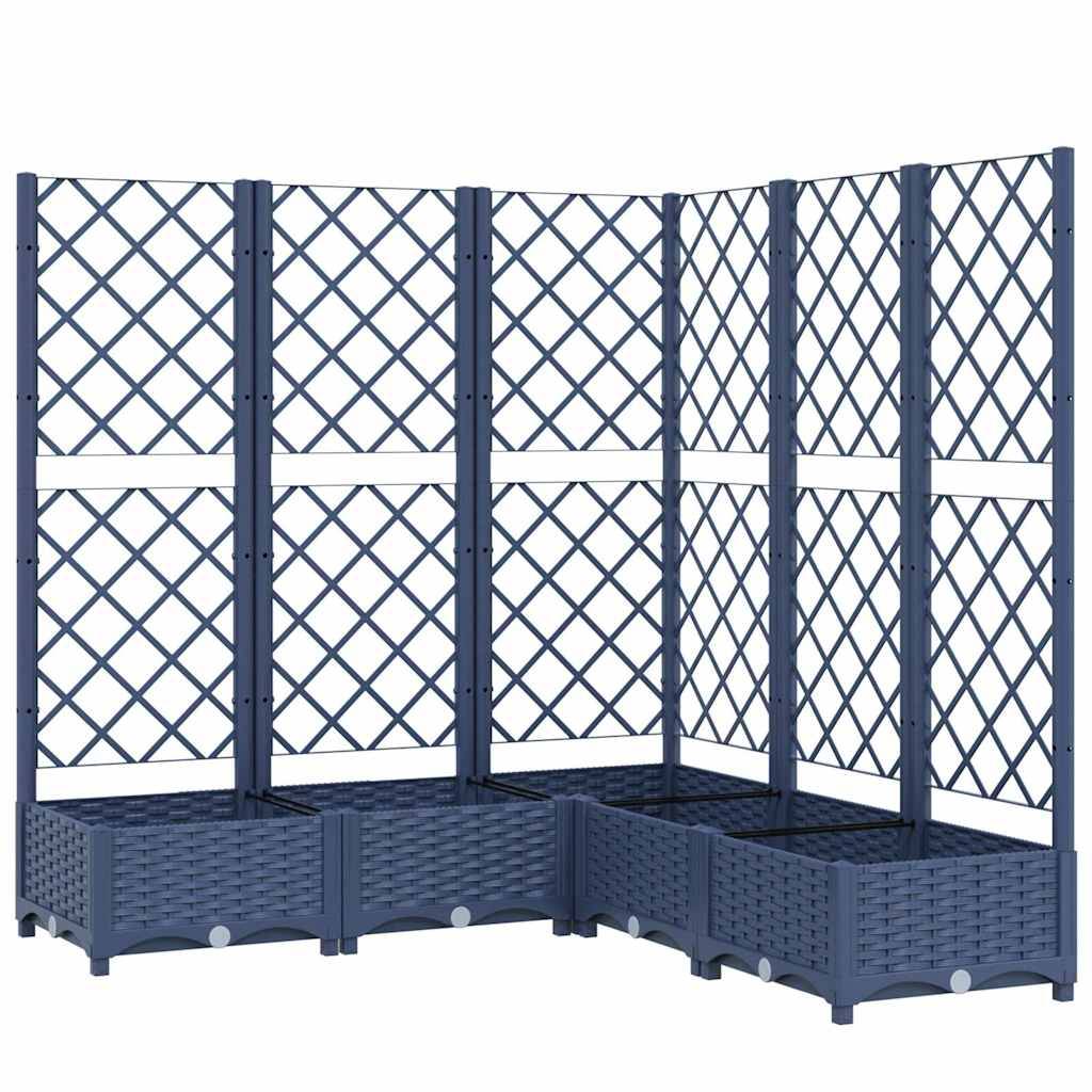 ComfortXL - Grande jardinière carrée avec treillis brise-vue Bleu Gris 120x121,5cm PP – ComfortXL Outdoor Living - Image 2