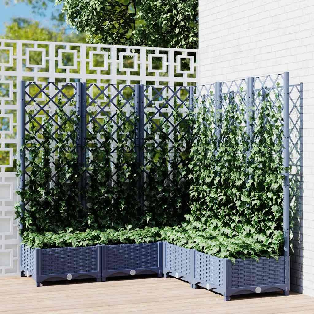 ComfortXL - Grande jardinière carrée avec treillis brise-vue Bleu Gris 120x121,5cm PP – ComfortXL Outdoor Living - Image 1