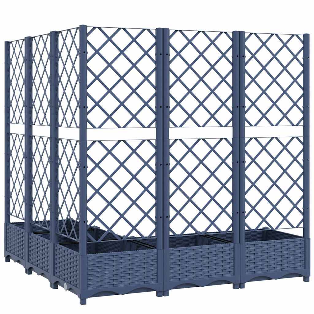ComfortXL - Grande jardinière carrée avec treillis brise-vue Bleu Gris 120x121,5cm PP – ComfortXL Outdoor Living - Image 6