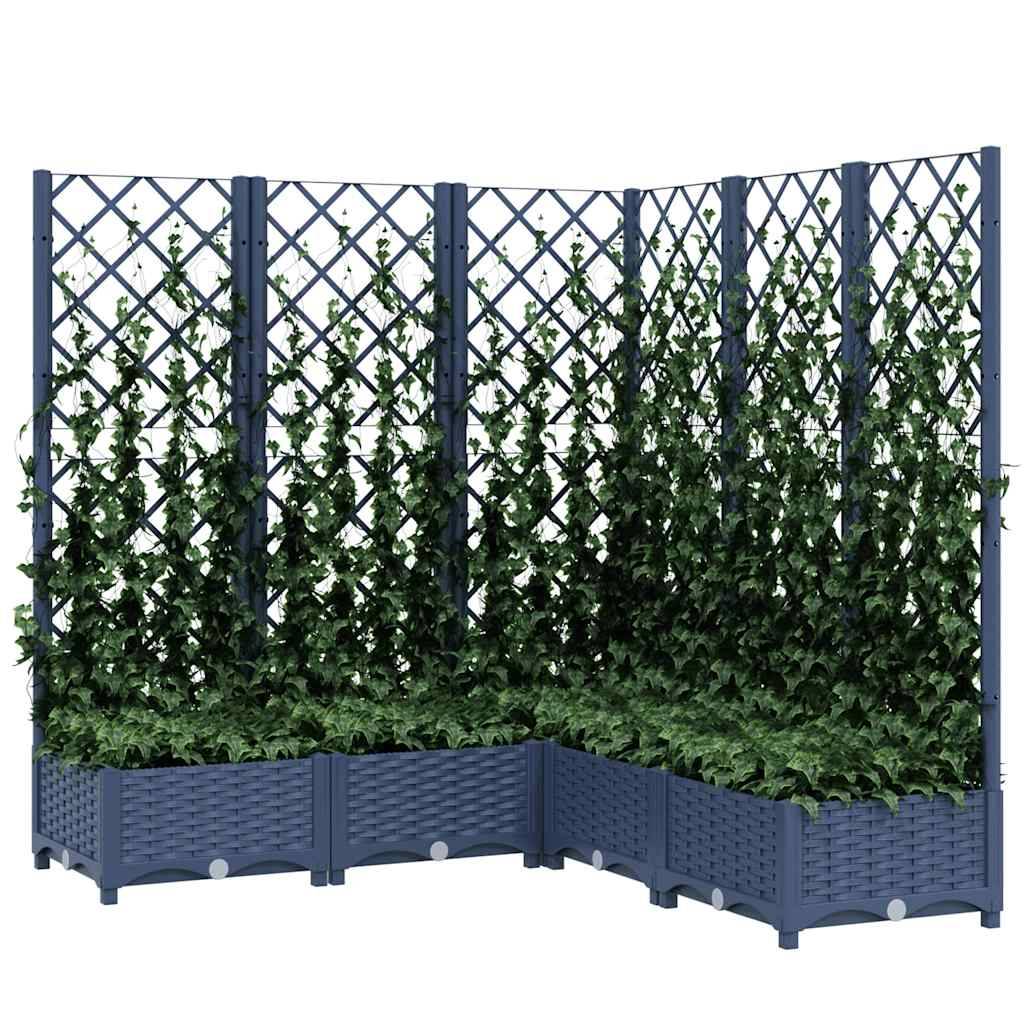 ComfortXL - Grande jardinière carrée avec treillis brise-vue Bleu Gris 120x121,5cm PP – ComfortXL Outdoor Living - Image 3