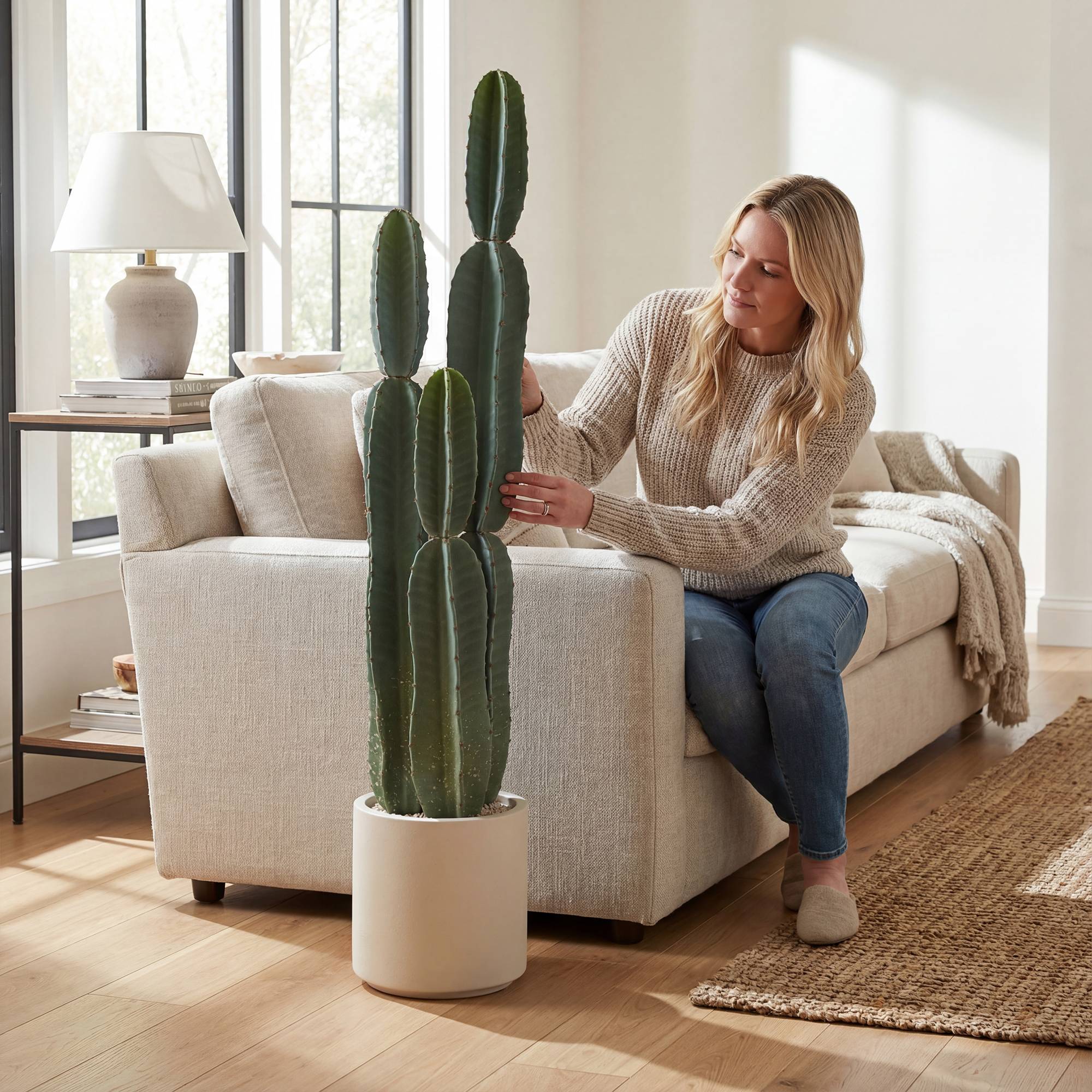 Plante artificielle cactus 111 cm, plantes artificielles en pot, bureau salon - Image 9
