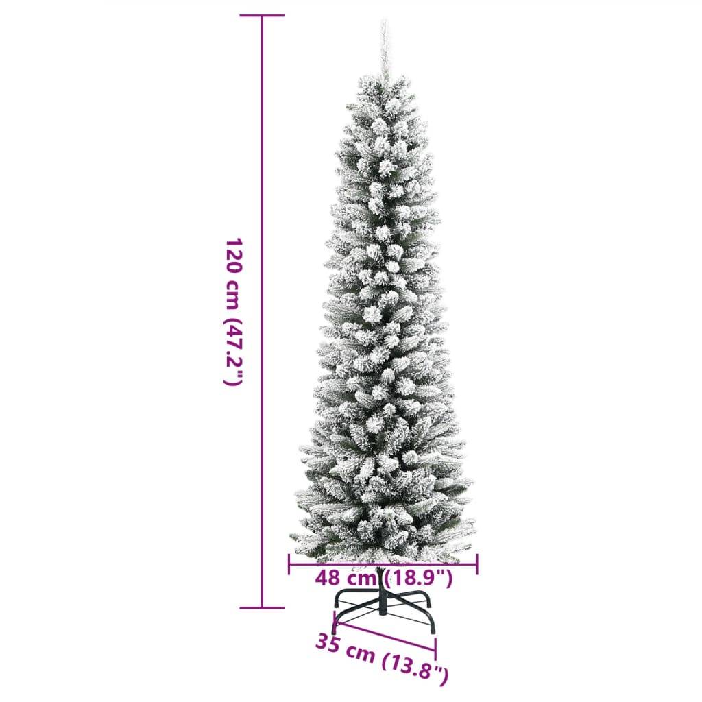 ComfortXL - Sapin de Noël Artificiel Mince Floqué PVC/PE Décoration d'Hiver Blanc 120 cm – ComfortXL Outdoor Living - Image 8
