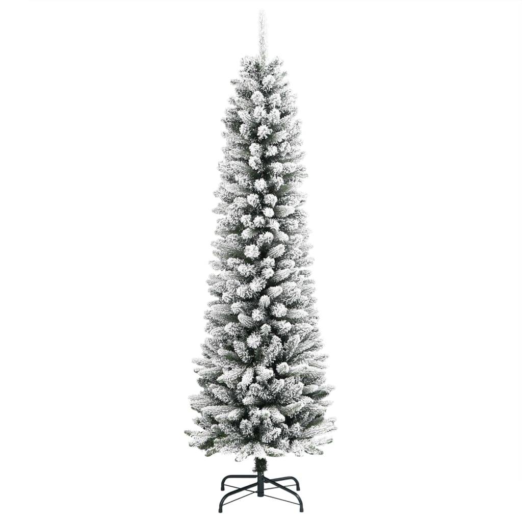 ComfortXL - Sapin de Noël Artificiel Mince Floqué PVC/PE Décoration d'Hiver Blanc 120 cm – ComfortXL Outdoor Living - Image 2