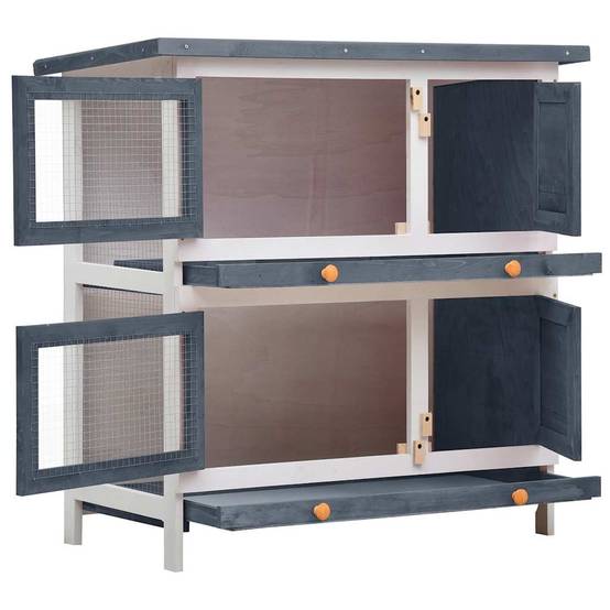 Vidaxl - Clapier d'extérieur 4 portes Gris Bois vidaXL 170834 - Image 8