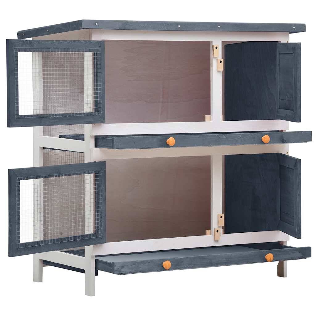 Vidaxl - Clapier d'extérieur 4 portes Gris Bois vidaXL 170834 - Image 8