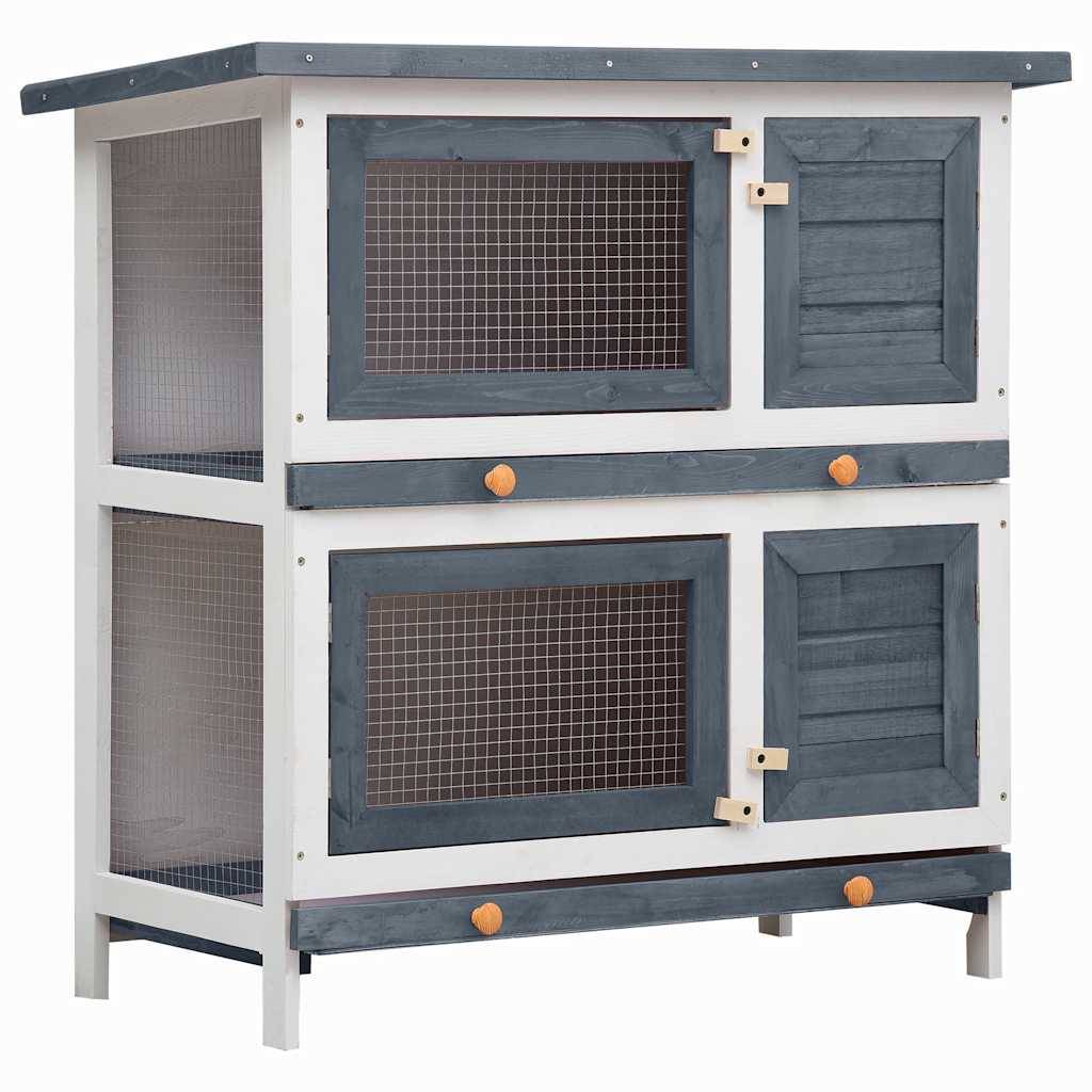 Vidaxl - Clapier d'extérieur 4 portes Gris Bois vidaXL 170834 - Image 2
