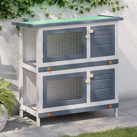 Vidaxl - Clapier d'extérieur 4 portes Gris Bois vidaXL 170834 - Image 1