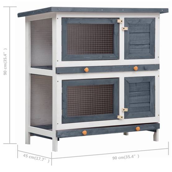 Vidaxl - Clapier d'extérieur 4 portes Gris Bois vidaXL 170834 - Image 3