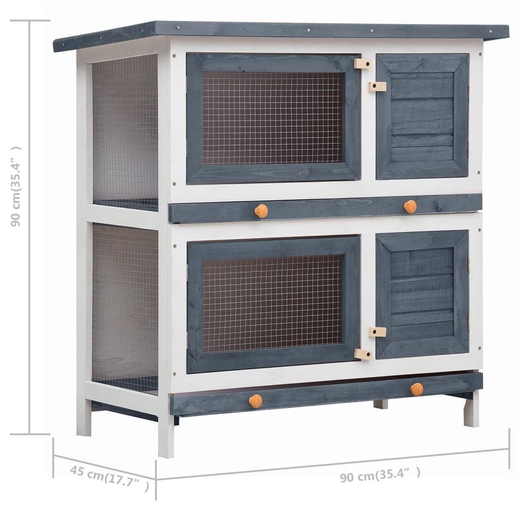 Vidaxl - Clapier d'extérieur 4 portes Gris Bois vidaXL 170834 - Image 3