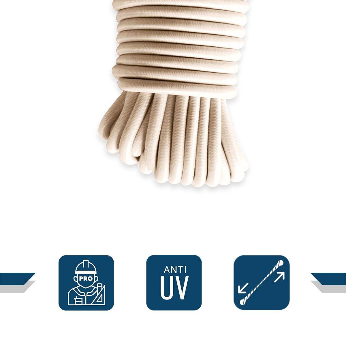 Sandow élastique Ivoire 80 mètres 9SW - Qualité PRO - Tendeur pour bâche de diamètre 9 mm TECPLAST - Image 3
