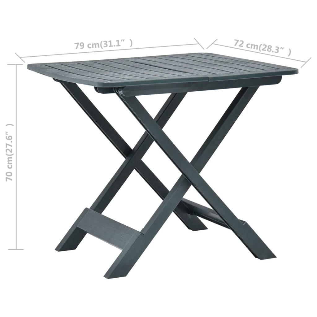 Table pliable de jardin plastique vert 79 x 72 x 70 cm - PANGIVO - Image 7